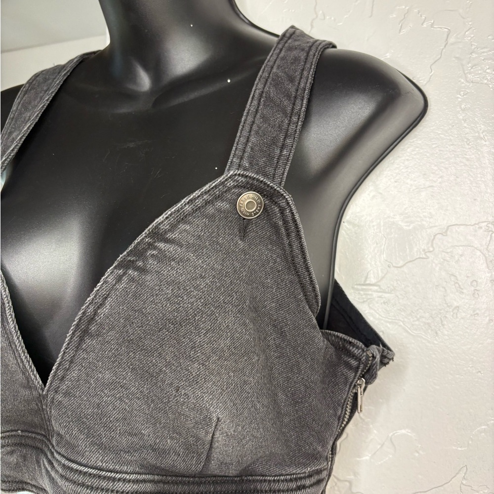 Wild fable Black V-Neck Cropped denim Tank with Wide Straps sz M - Picture 5 of 7